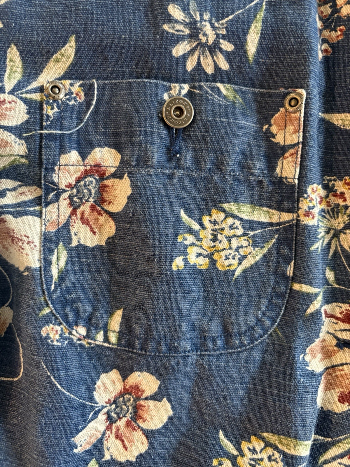 Vintage 90s/Y2K Liz Wear Floral Shirt Jacket Linen/Cotton Blend Size Medium