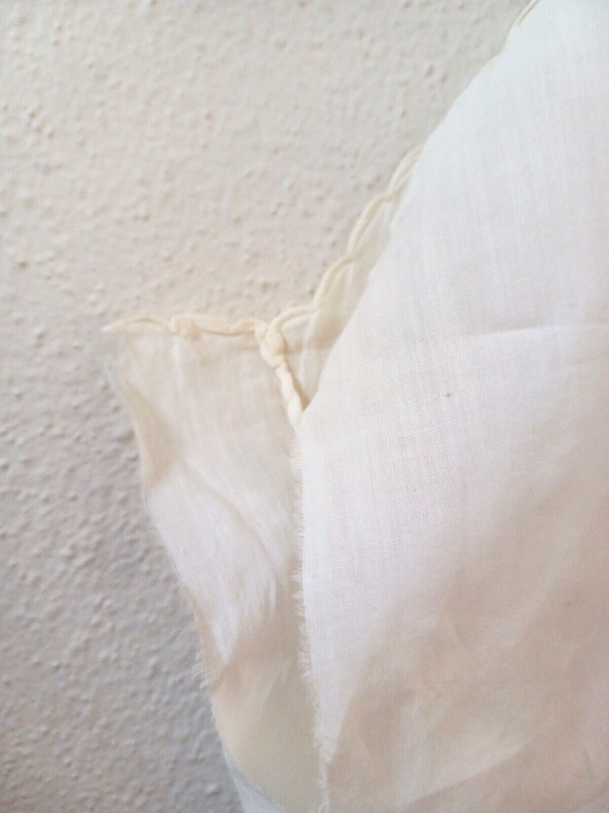 Antique Edwardian Long White Cotton Shift or Under Dress 44″ Embroidered FLAWS