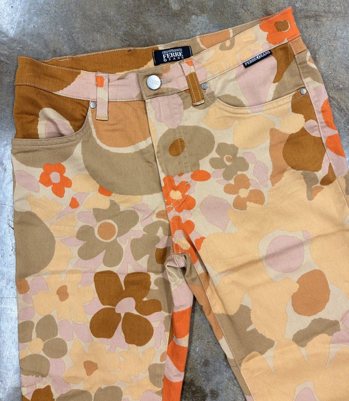 Gianfranco Ferre Vintage Designer Floral Pants 27 Italy Summer Retro 80s Flare