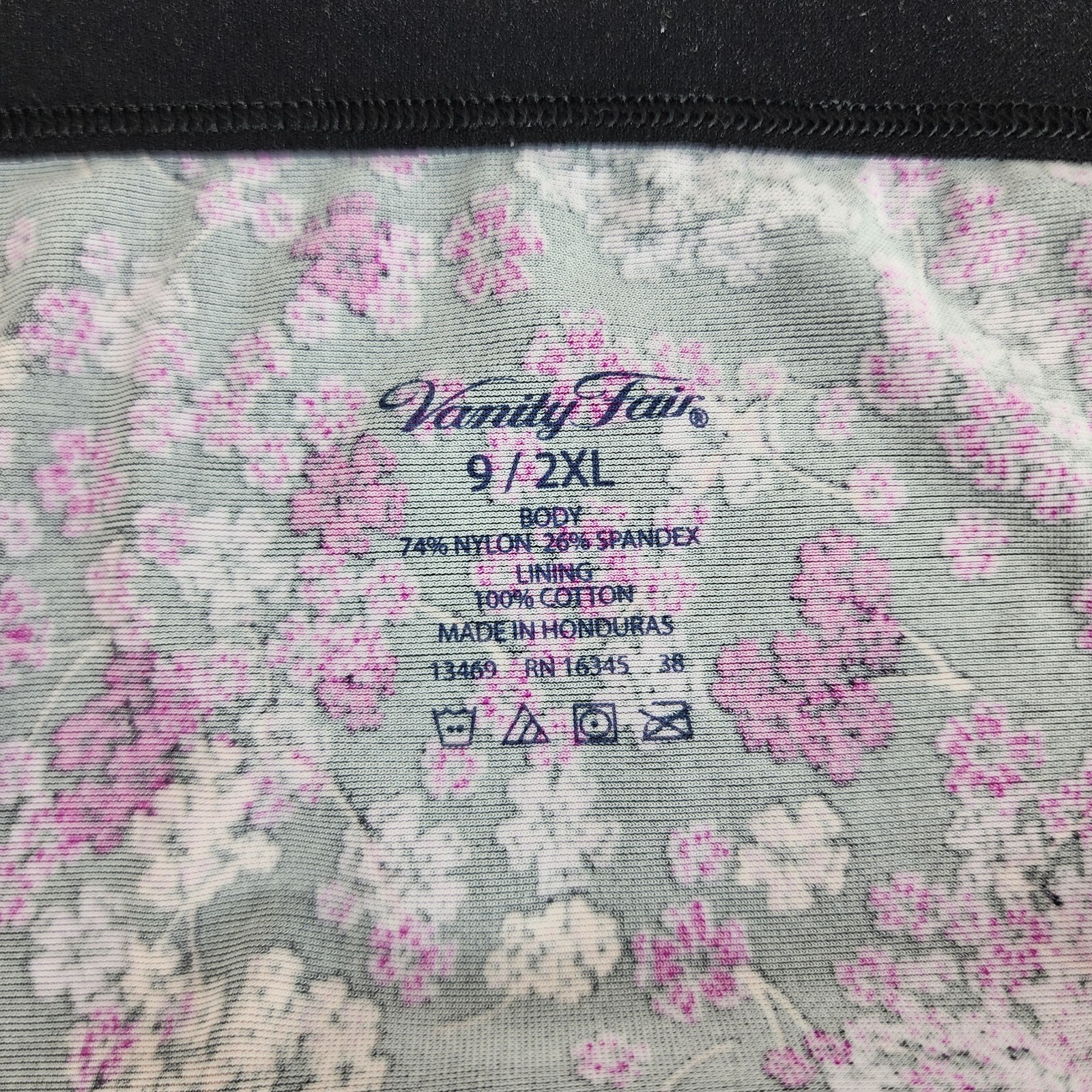 Vanity Fair Nylon Spandex Microfiber Brief Panties Black Pink Purple Floral 9 2X