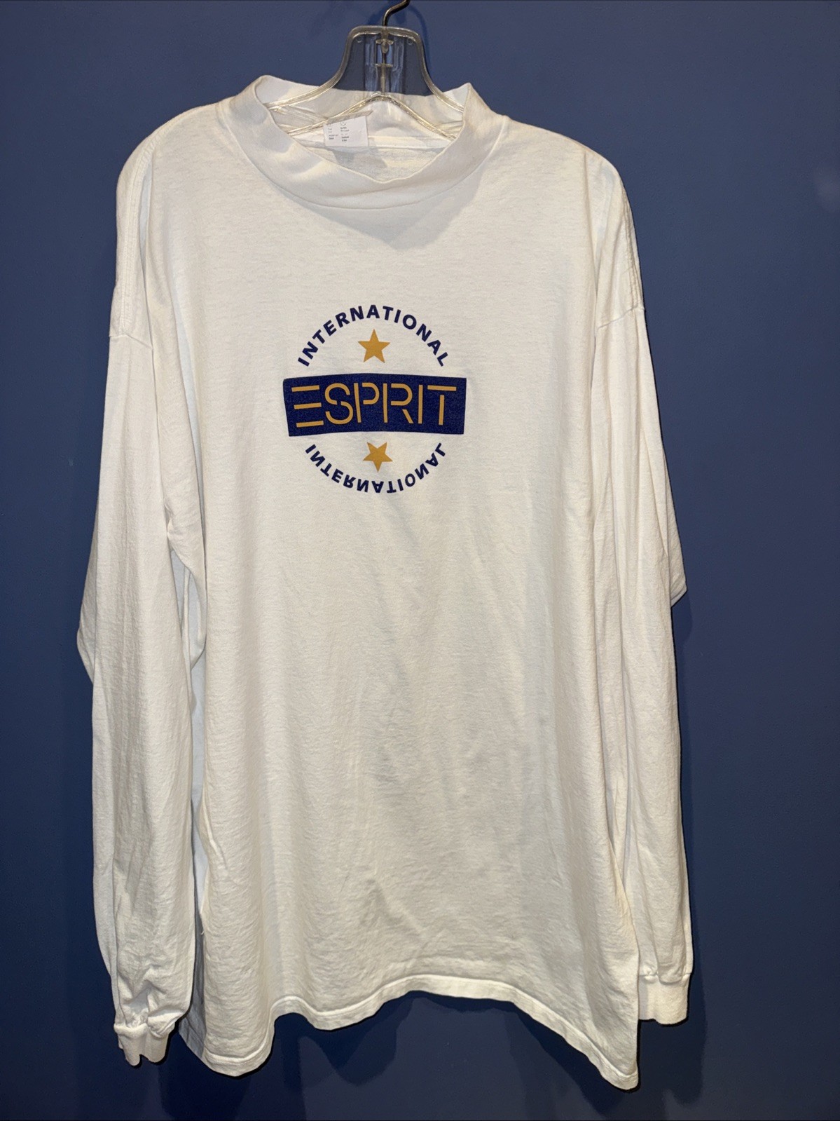 ESPRIT Long Sleeve Tshirt Vintage 1980 White Long Oversized 100% Cotton