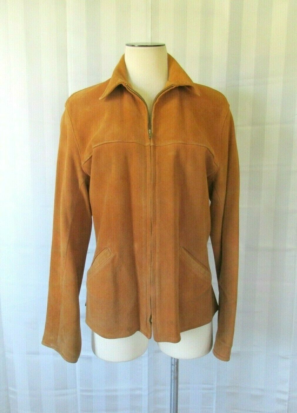 Vintage 1950s 1960s Suede Jacket Mid Western Sport Togs Copper Rust Brown 38 Uni