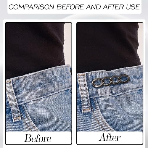 4 Sets Adjustable Jeans Button, No Need to Sew Detachable Button Gun Silver