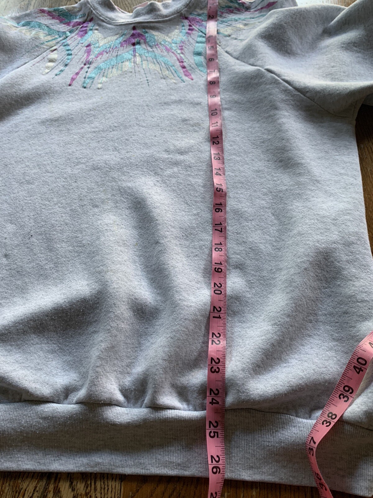 Vintage Fruit Of The Loom Sweatshirt XL Embellished Feathery Paint Splash 80s**