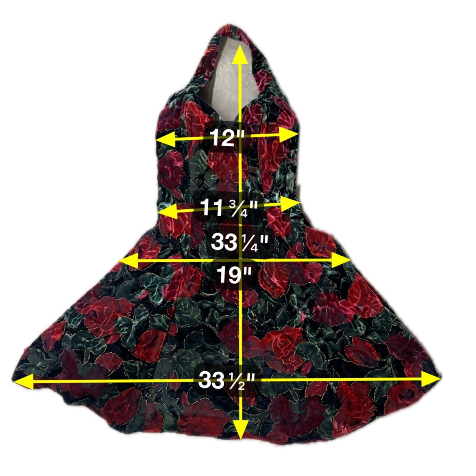 Vintage Velvet Floral Halter Dress Y2K Rampage USA Size 5 Black Red Formal Party