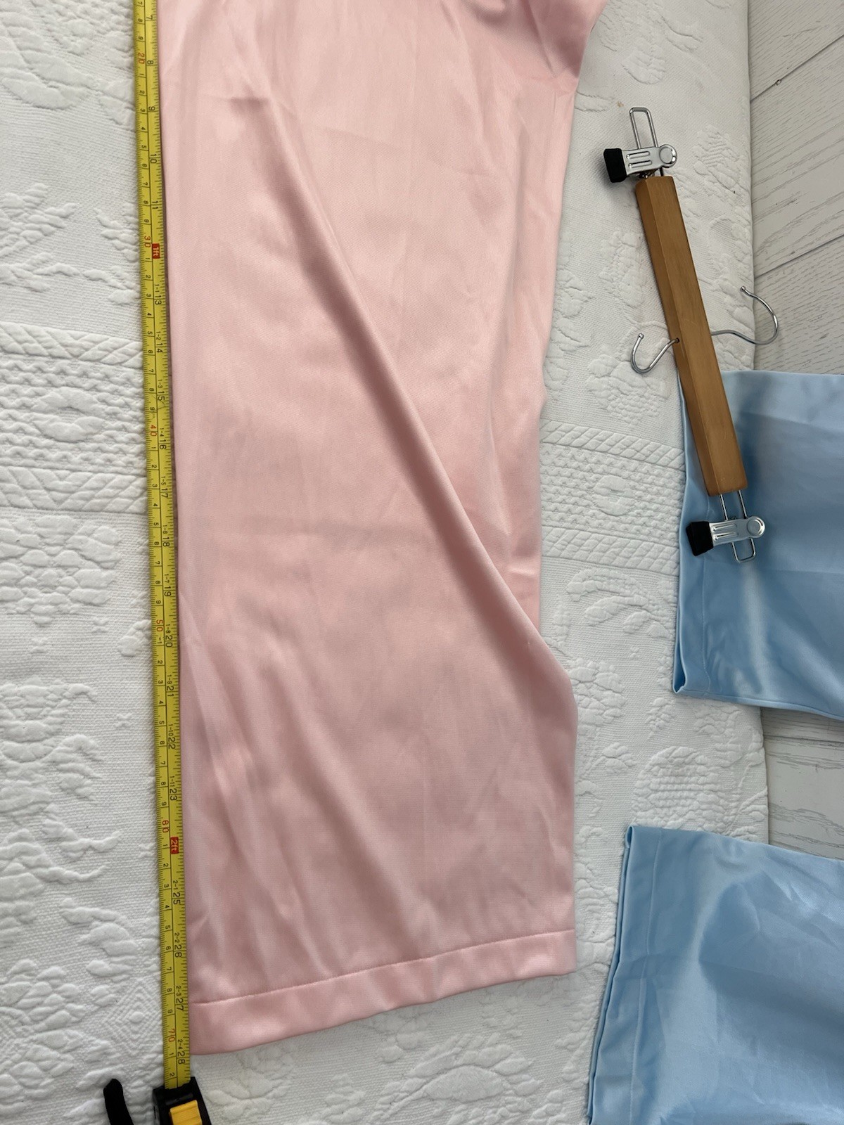 Lot Of 2 VANITY FAIR Vintage Pajama Sets Soft Pink & Blue Pants + Top All Nylon