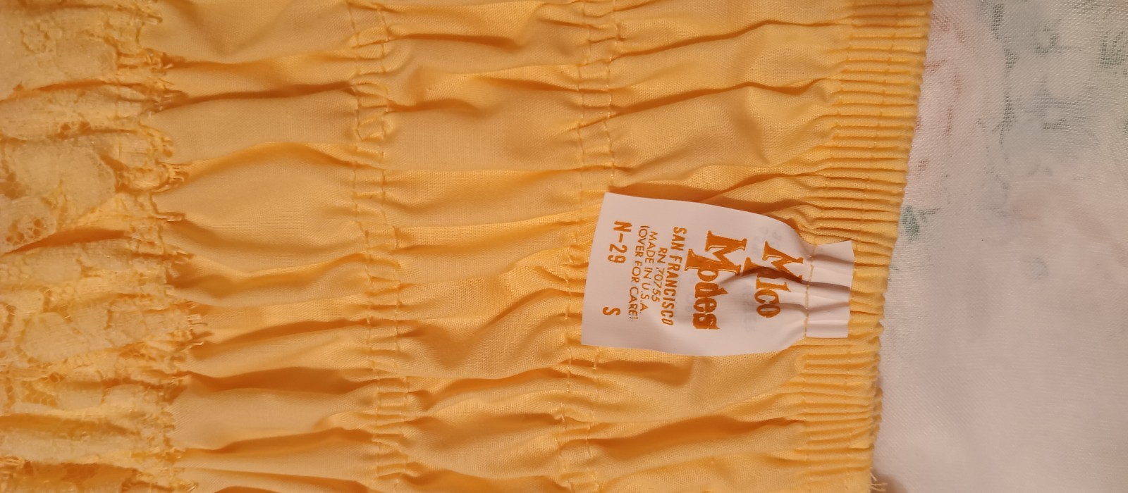 MALCO MODES VINTAGE RUMBA PANT sz S 6-7 YELLOW POLY COTTON LACE ALL AROUND#1C-23
