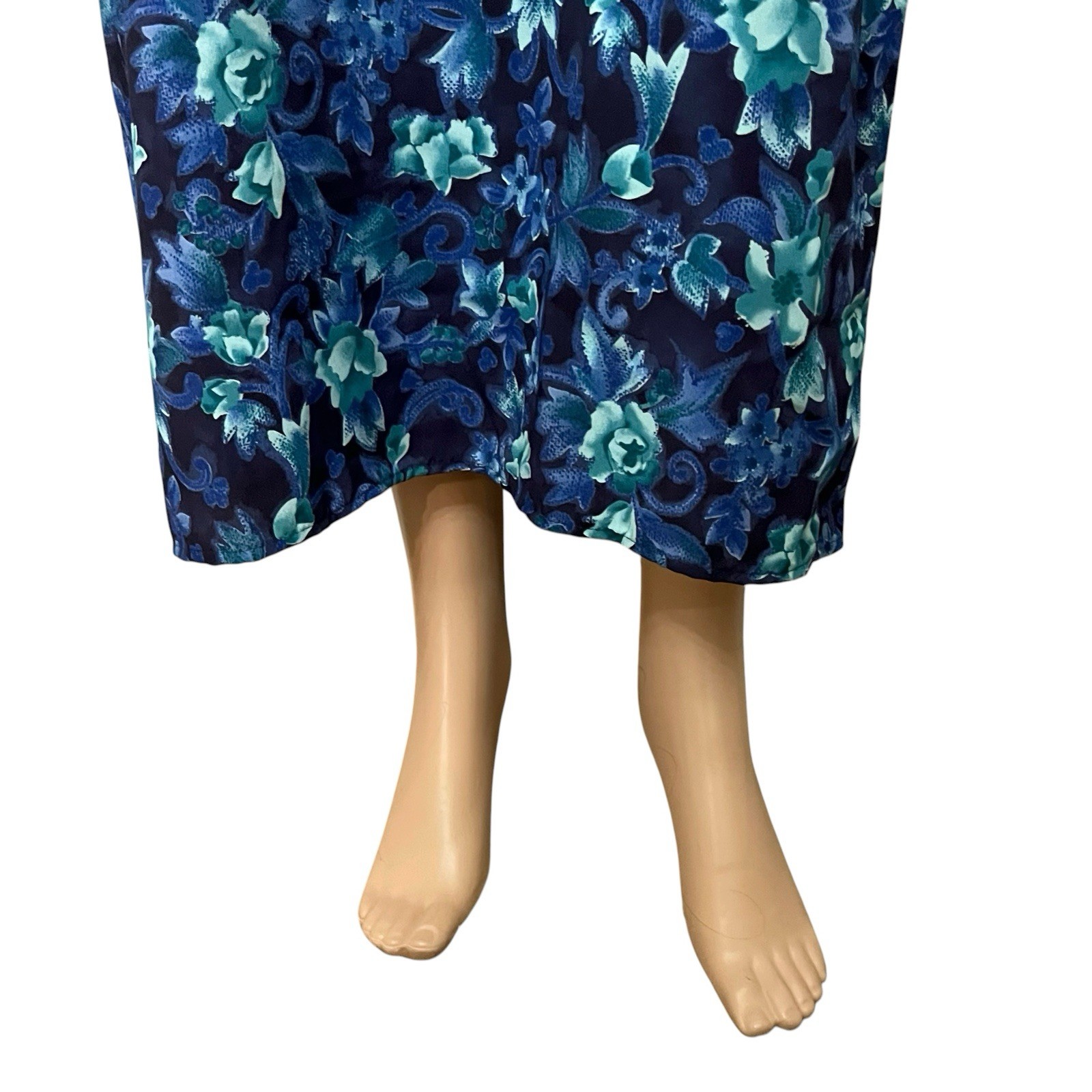 90s VTG All That Jazz Floral Maxi Dress 8/10 Navy Multi Sleeveless Straight Fit