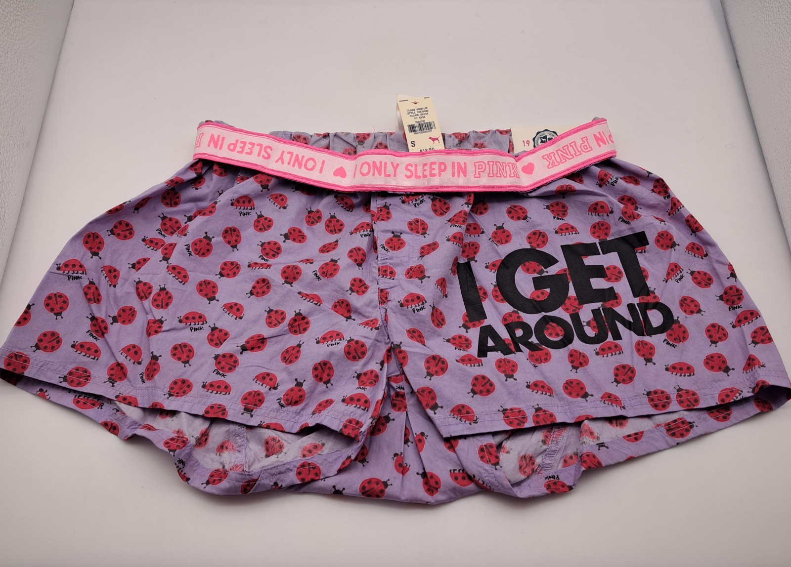 Y2K Victoria’s Secret PINK „I GET AROUND” Ladybug Boxer Sleep Shorts Med VTG NEW