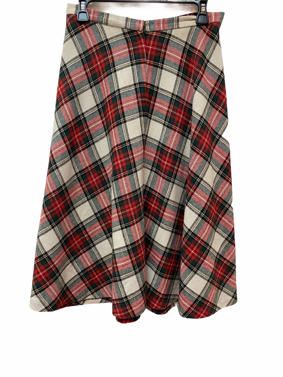 Vintage Century of Boston Women’s 28” Waist Pleated Red Green Plaid Skirt Wool