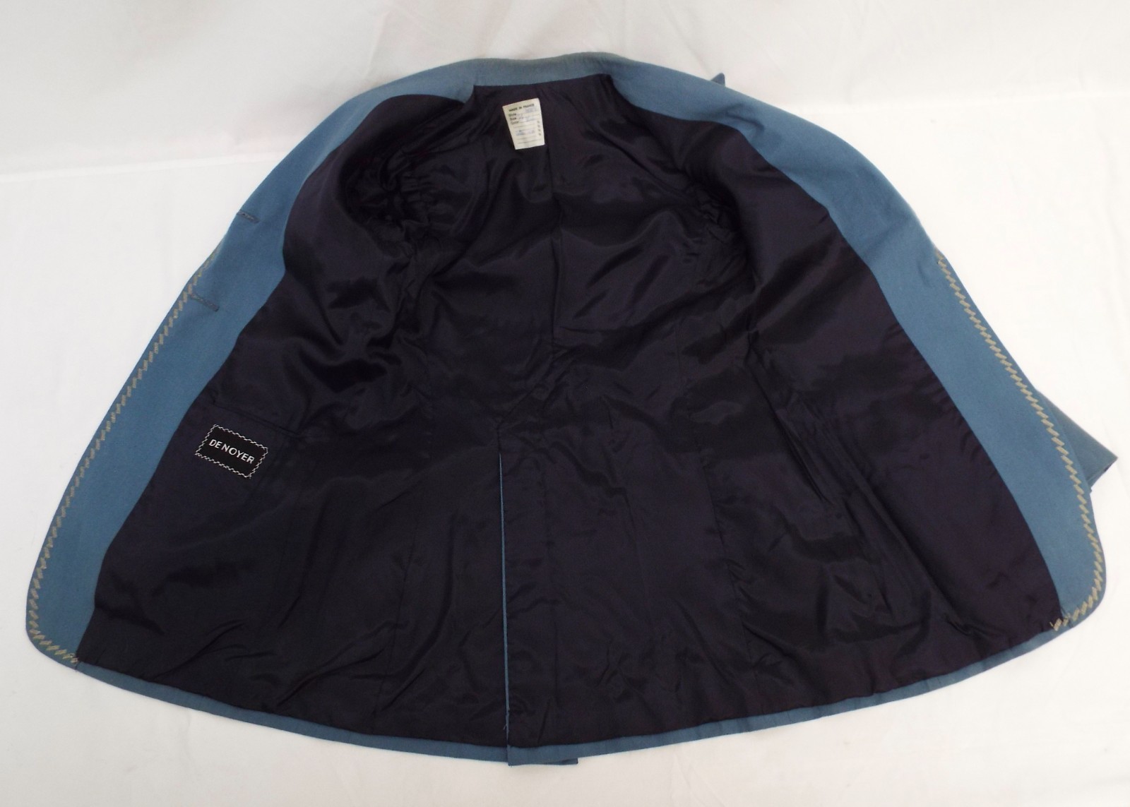 Vintage 1970s De Noyer Blue Cotton Womens Pant Suit 36 James Borynack France