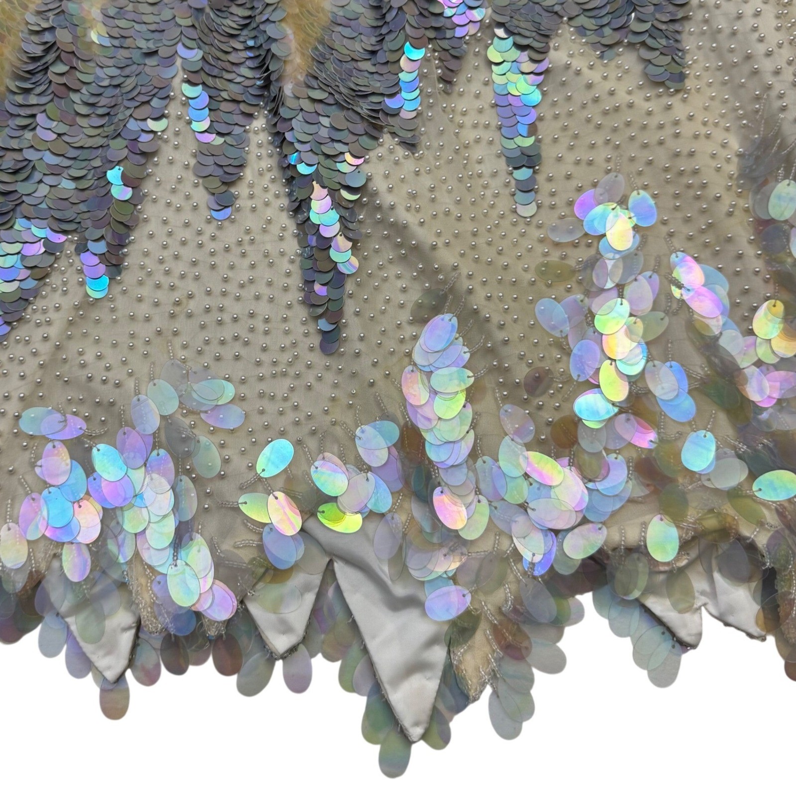 VTG Nina Raynor Top Small AMAZING 100% Silk Iridescent Sequin Beaded Mermaidcore
