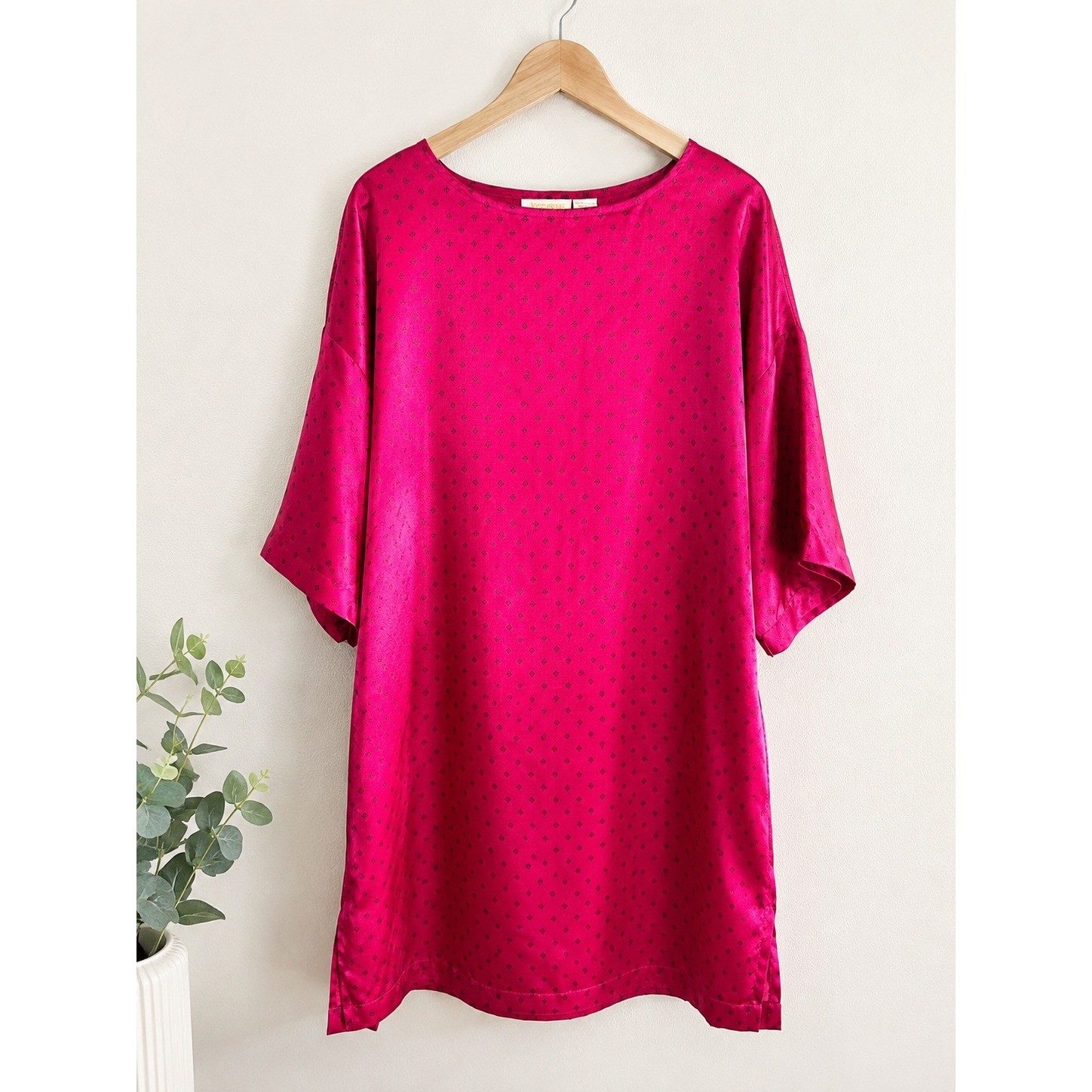 Victoria’s Secret Nightshirt Womens L Pink Satin Gold Label Vintage Sleepwear