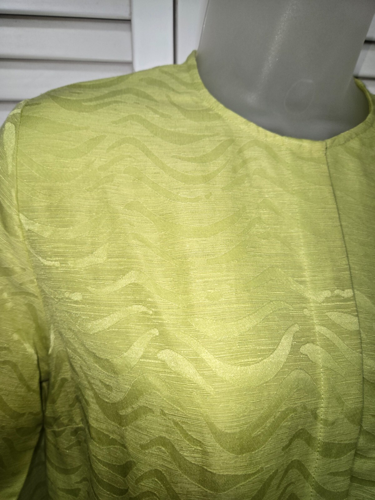 90s Laura Ashley Silk Linen Green Jacquard Button down Long Sleeve Top PS Spring