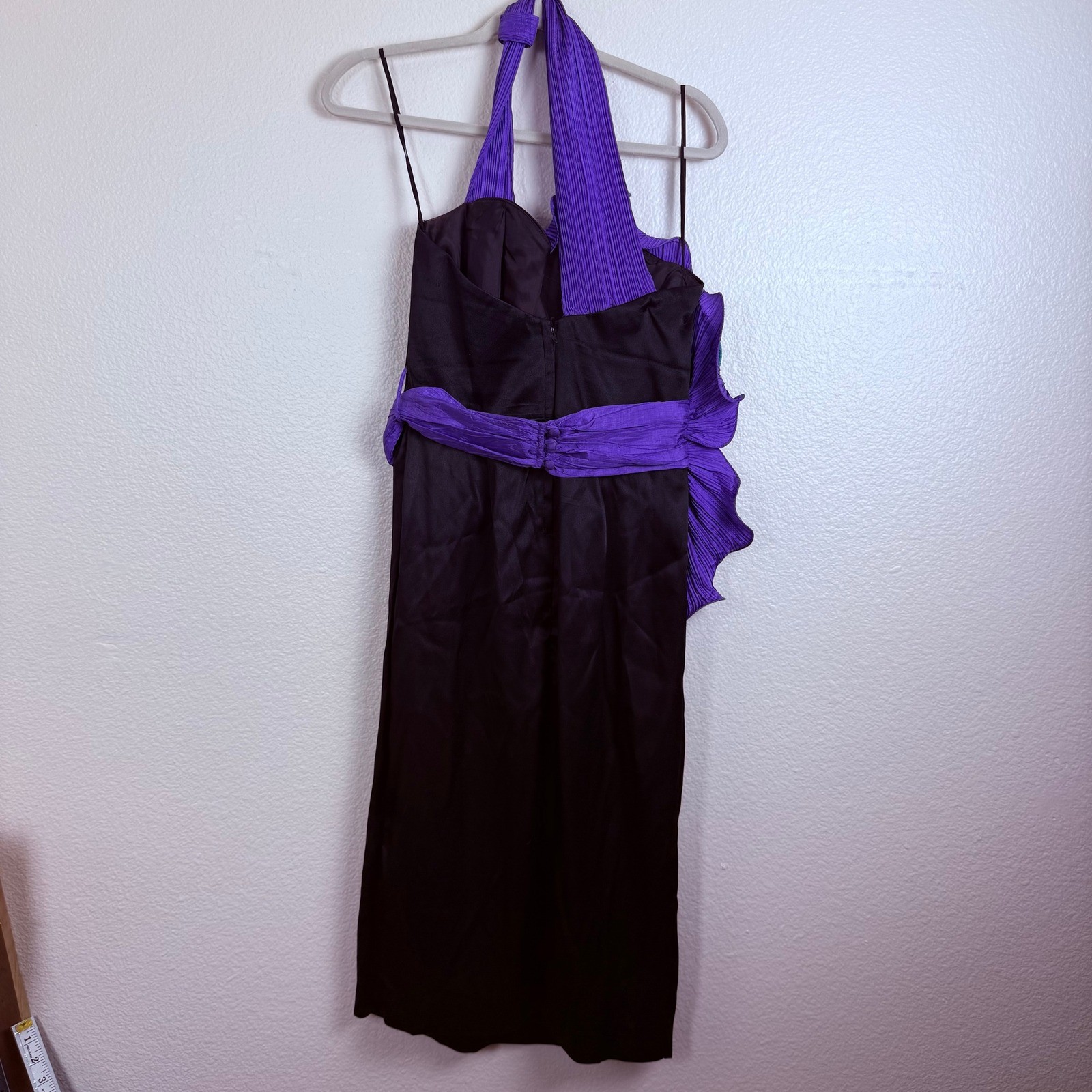 B.B. Collections Barbara Barbara Dress Rare 10 Black Purple Teal Vintage 80s