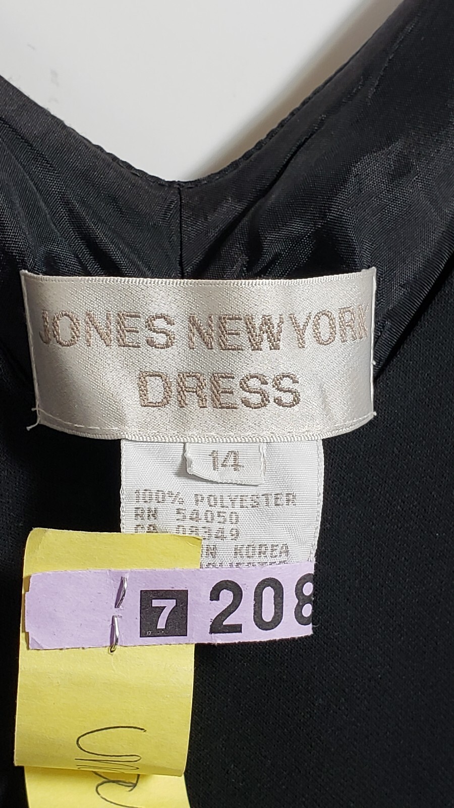 Vintage 90’s Jones New York Women’s Long Black Sleeveless Dress V Neck Size 14