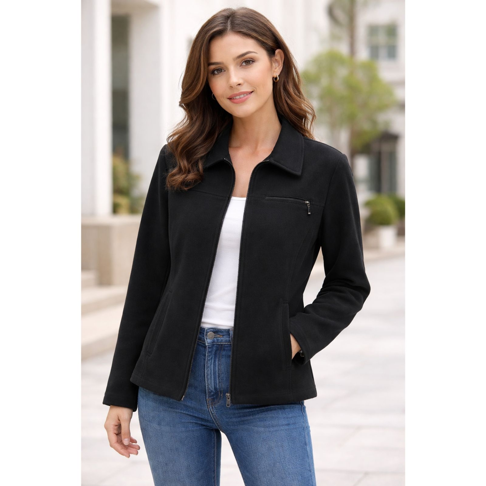 Vintage Ann Taylor Wool Cashmere Blend Zip Front Jacket Black Women’s Size 4