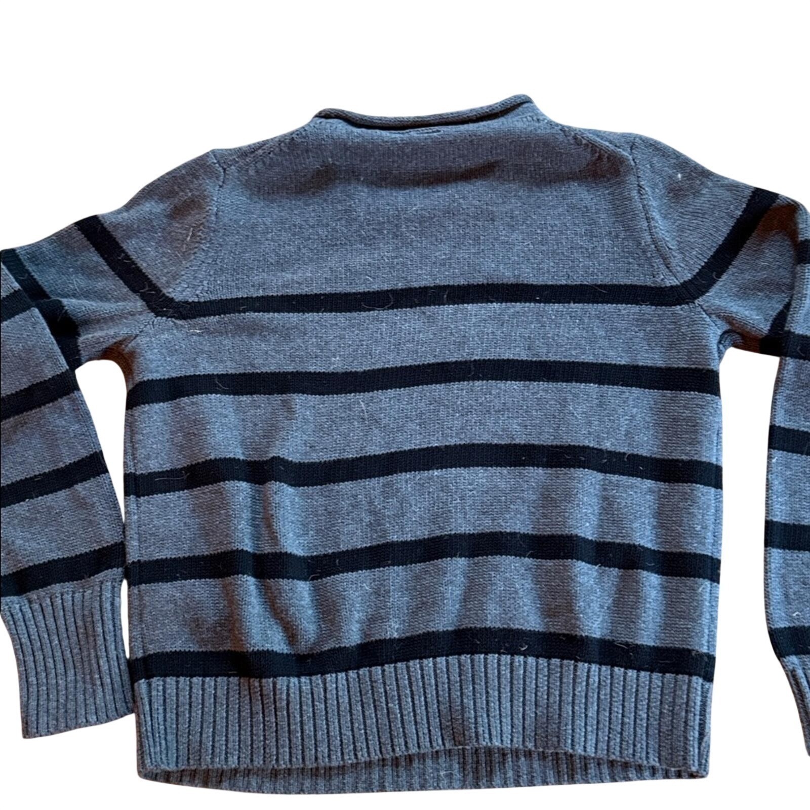 GAP Grey and Black Striped Crewneck Knit Sweater Women’s Small