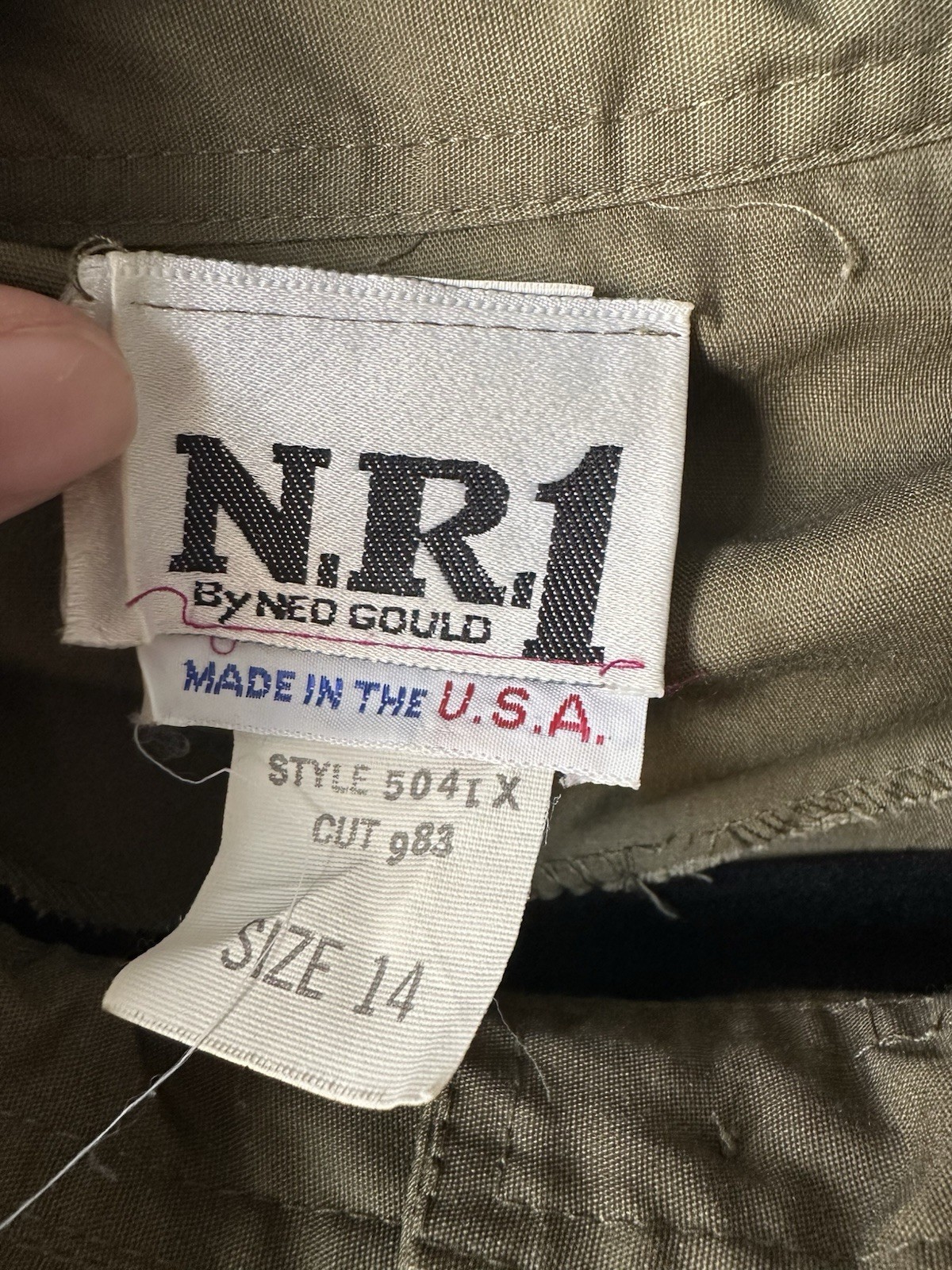 Vintage N.R. 1 by Ned Gould Green Military Styled Jacket Size 14 Made In USA