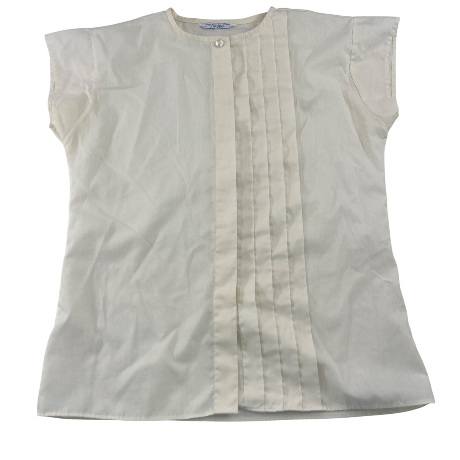 Vintage Miss Fashionality Women’s Blouse Pleated Front Permanent Press sz Small