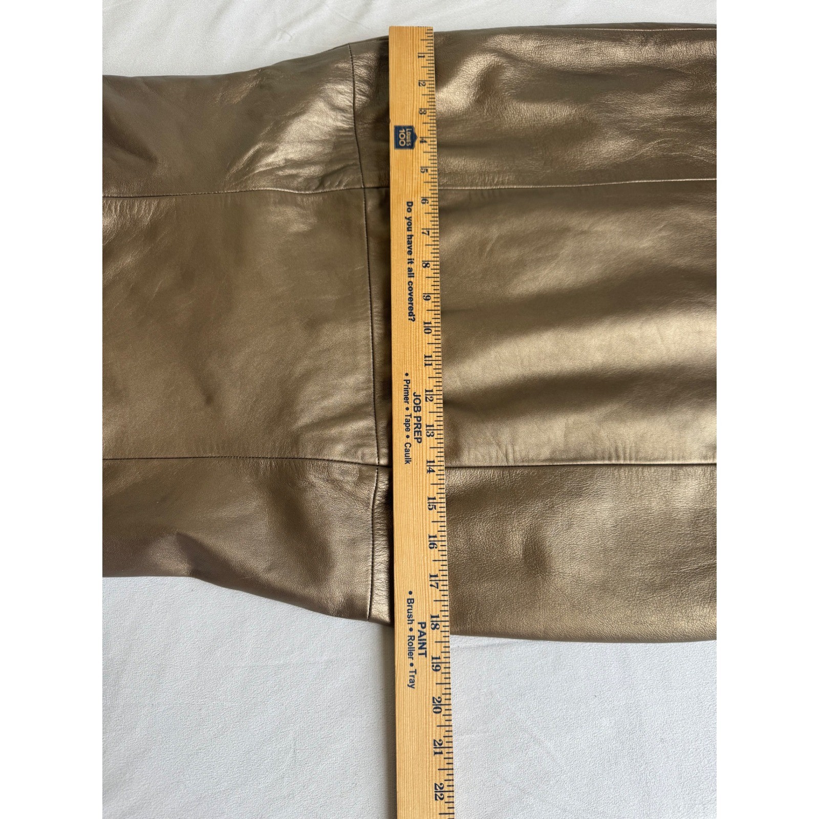 Vintage 100% Lamb Leather Strapless Mini Dress Size 12 Metallic Bronze edgy moto