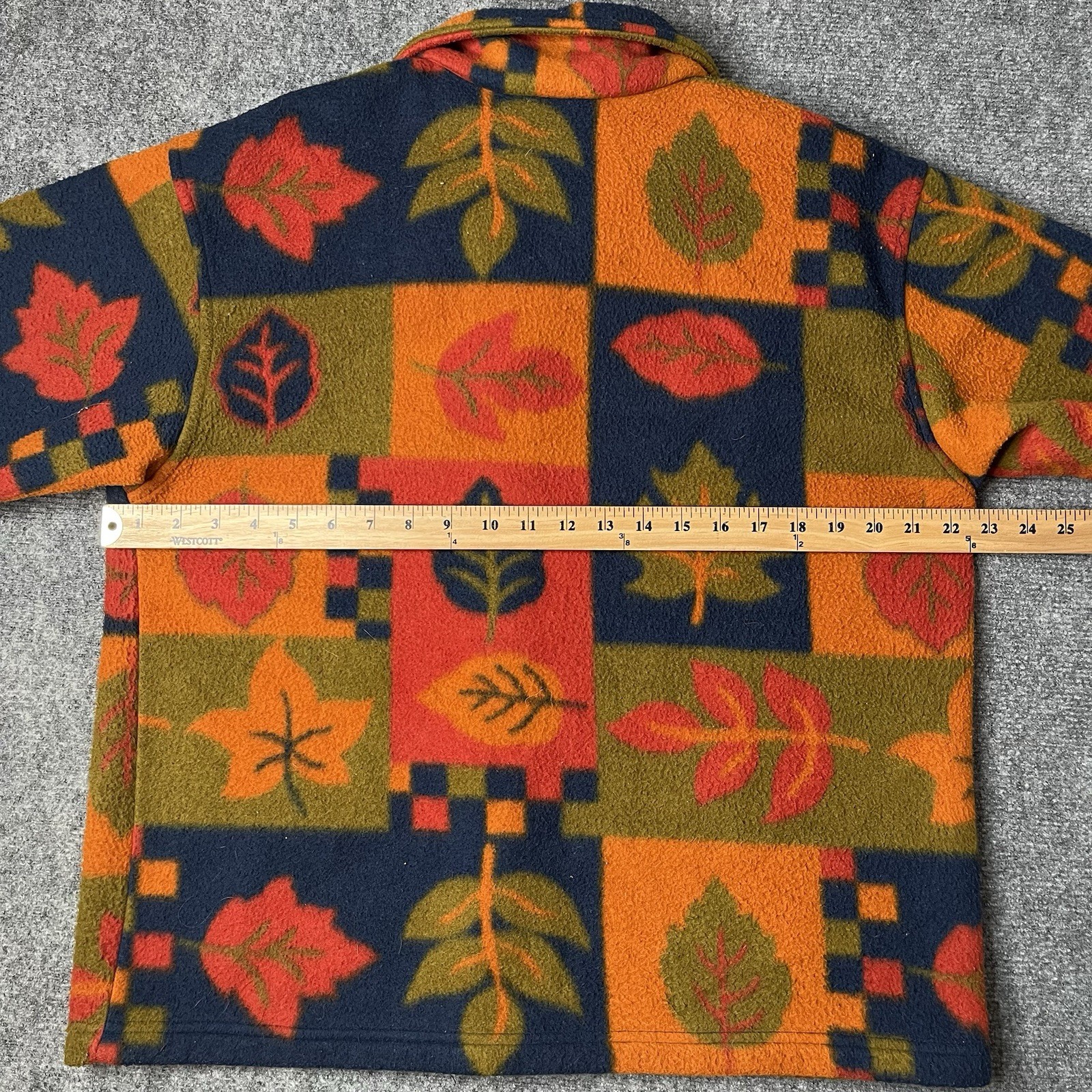 Vtg Fashion Bug Floral Fleece Jacket Button Up Womens M 1990s 90s