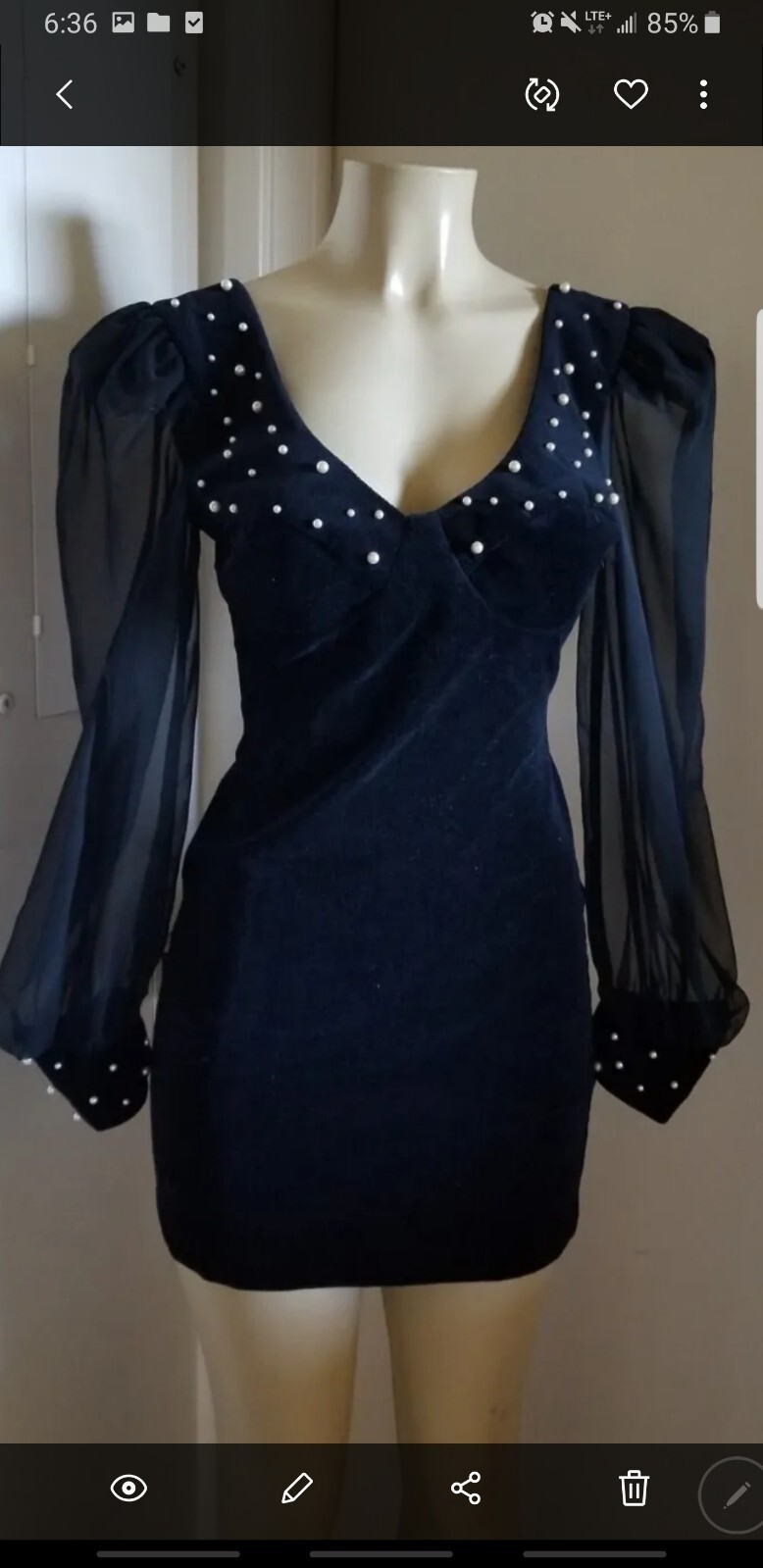 Vintage 80s Karen Okada climax david Howard pearls velour dress
