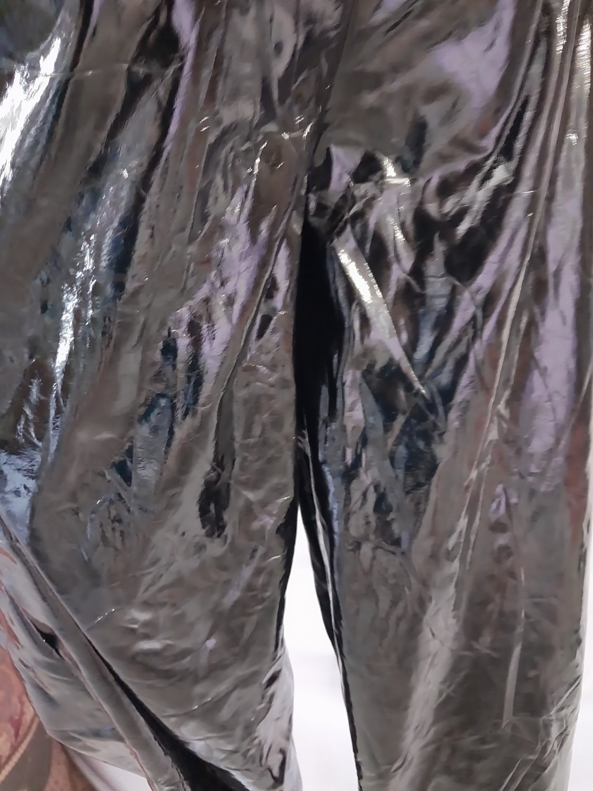 VTG RUBBA STICKY BOMBSHELL SHINY SILKY REFLECTIVE PANTS PVC VINYL GLOSSY 40/42