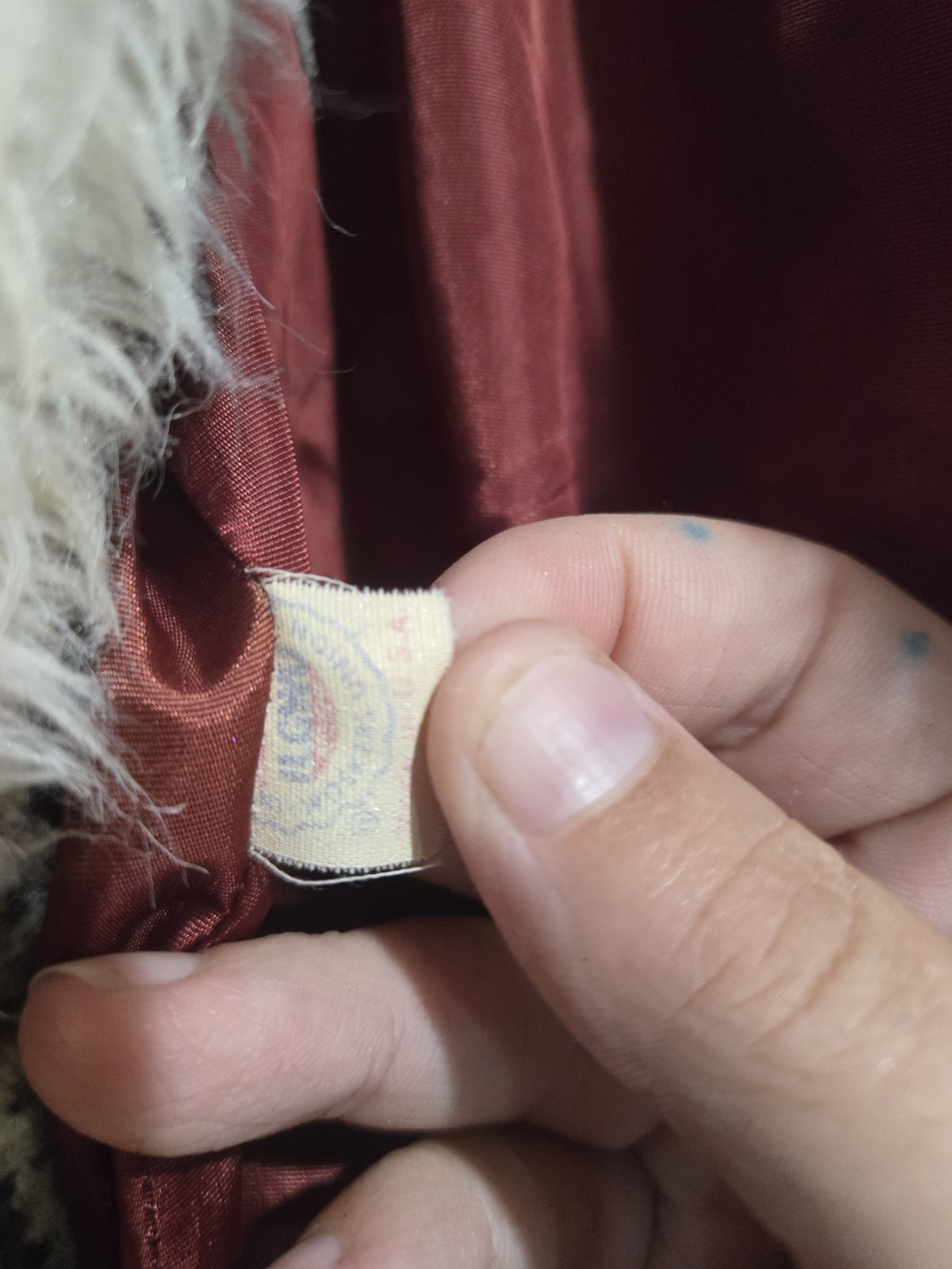 Vintage 1970s ILGWU Union Made Plaid Coat With Fur Cuffs
