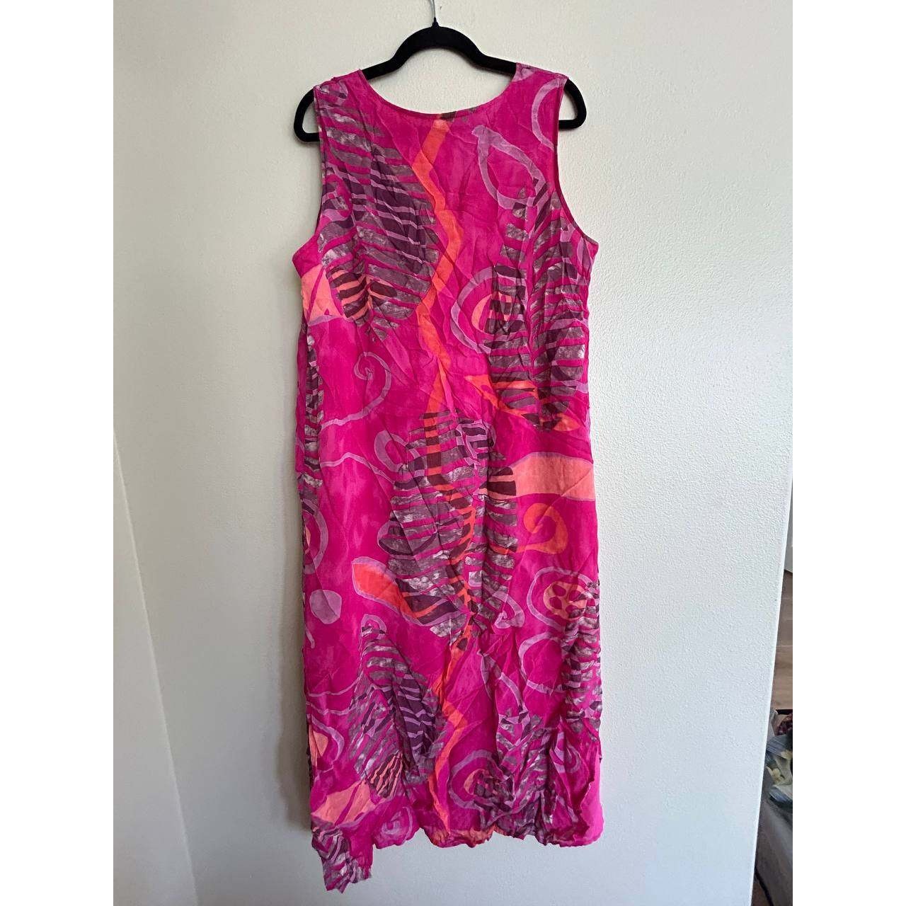 Vintage David Lindsay Pink Abstract Floral Maxi Dress Boho Tropical Euro Summer