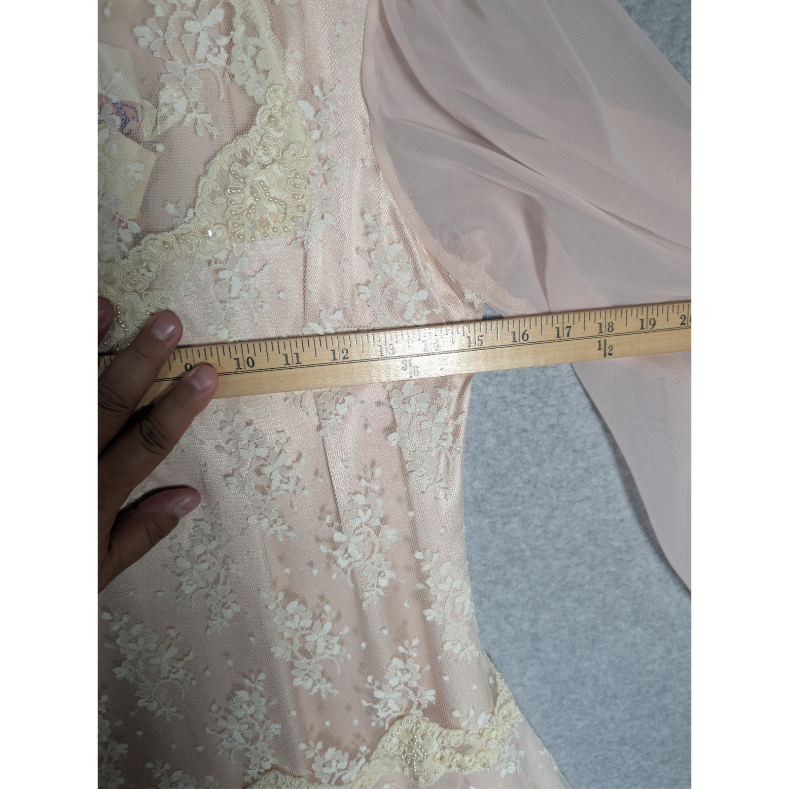 Susan Lane Country Elegance Dress Womens 12 Pink Vintage Lace Tiered Maxi