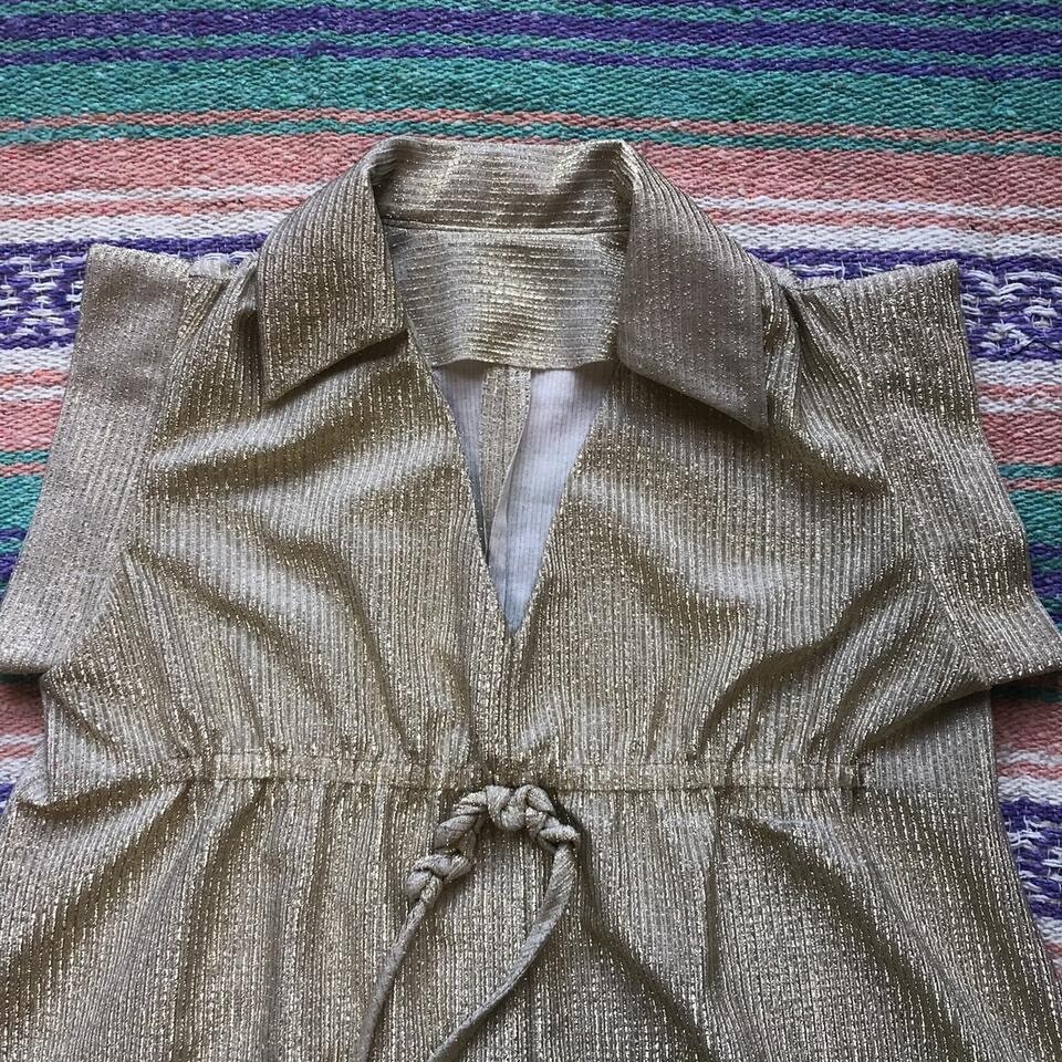 Vintage 1960s 70s gold lamé Groovy gogo Disco mini dress