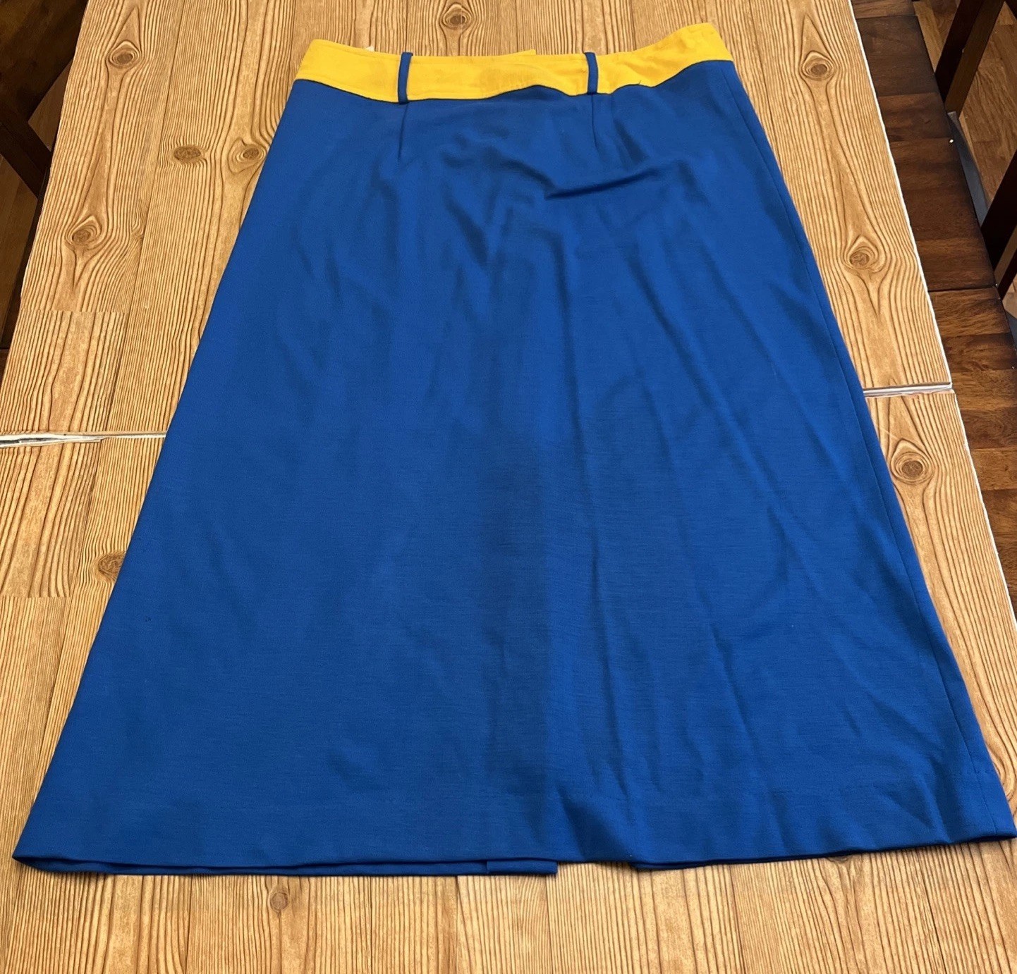 Vintage Plus Size Long Skirt Size 38 Blue & Yellow, w/ Smily Face Buttons