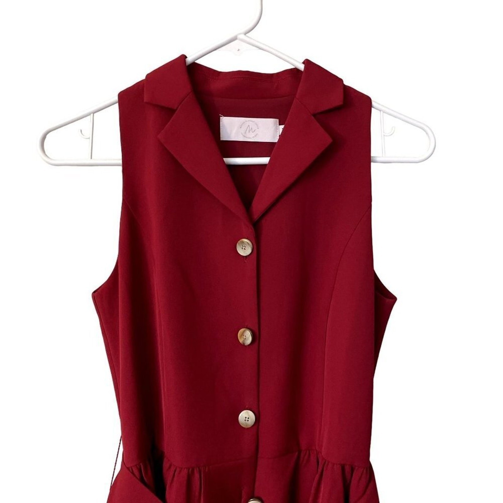 Vintage classic red dress sailor neckline full skirt pockets sleeveless belt
