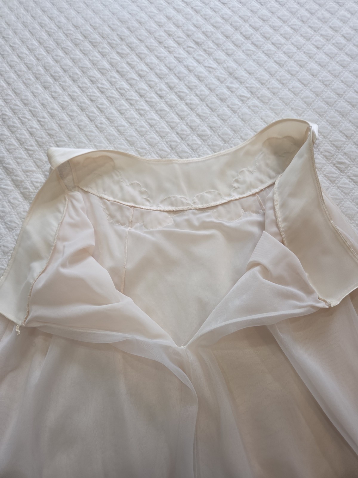 60s Gossard Artemis Butter Cream Nylon Chiffon Sheer Swing Nightgown Chemise