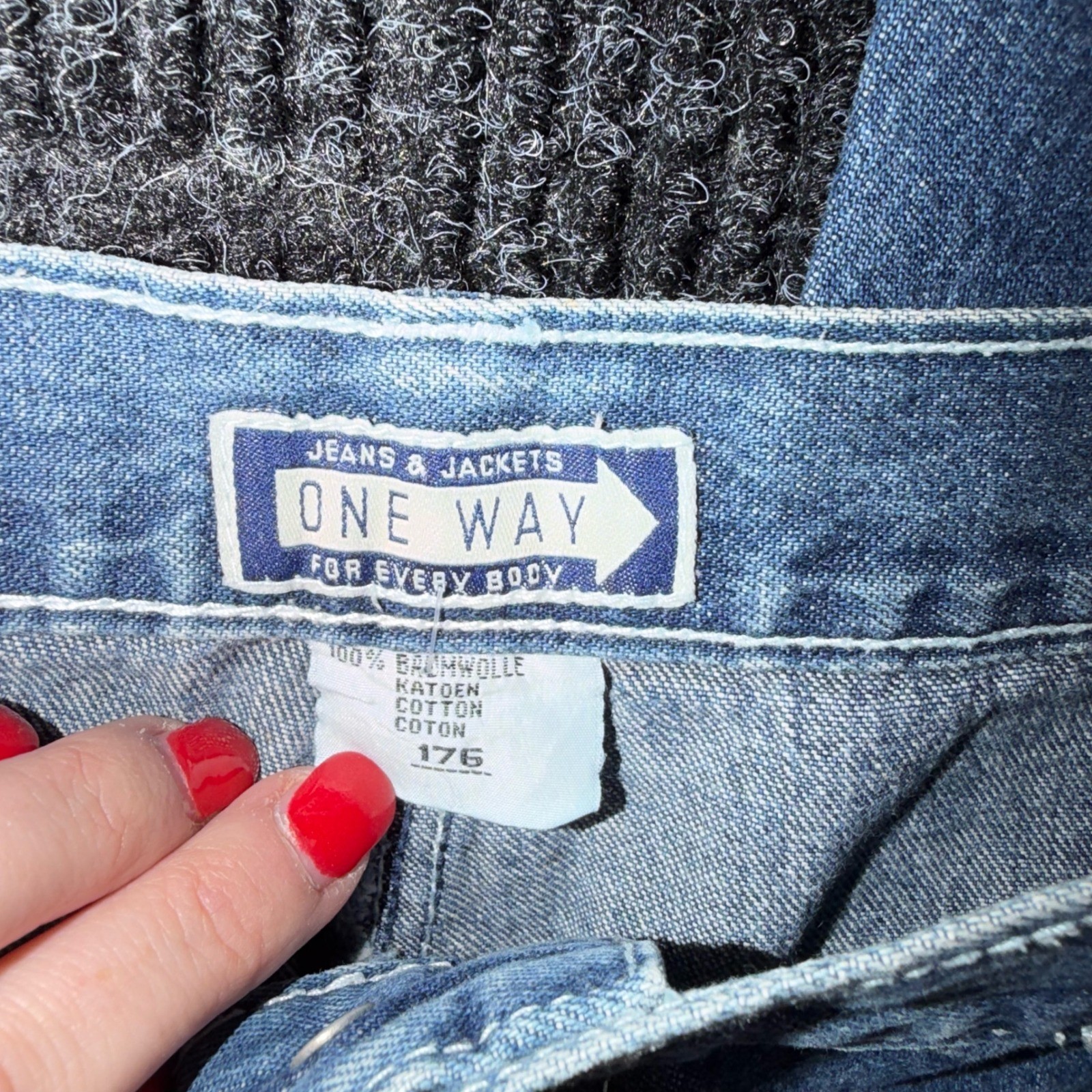 Vintage One Way Arrival Denim Wide Leg Utility Jeans Medium Wash Blue Cotton 176