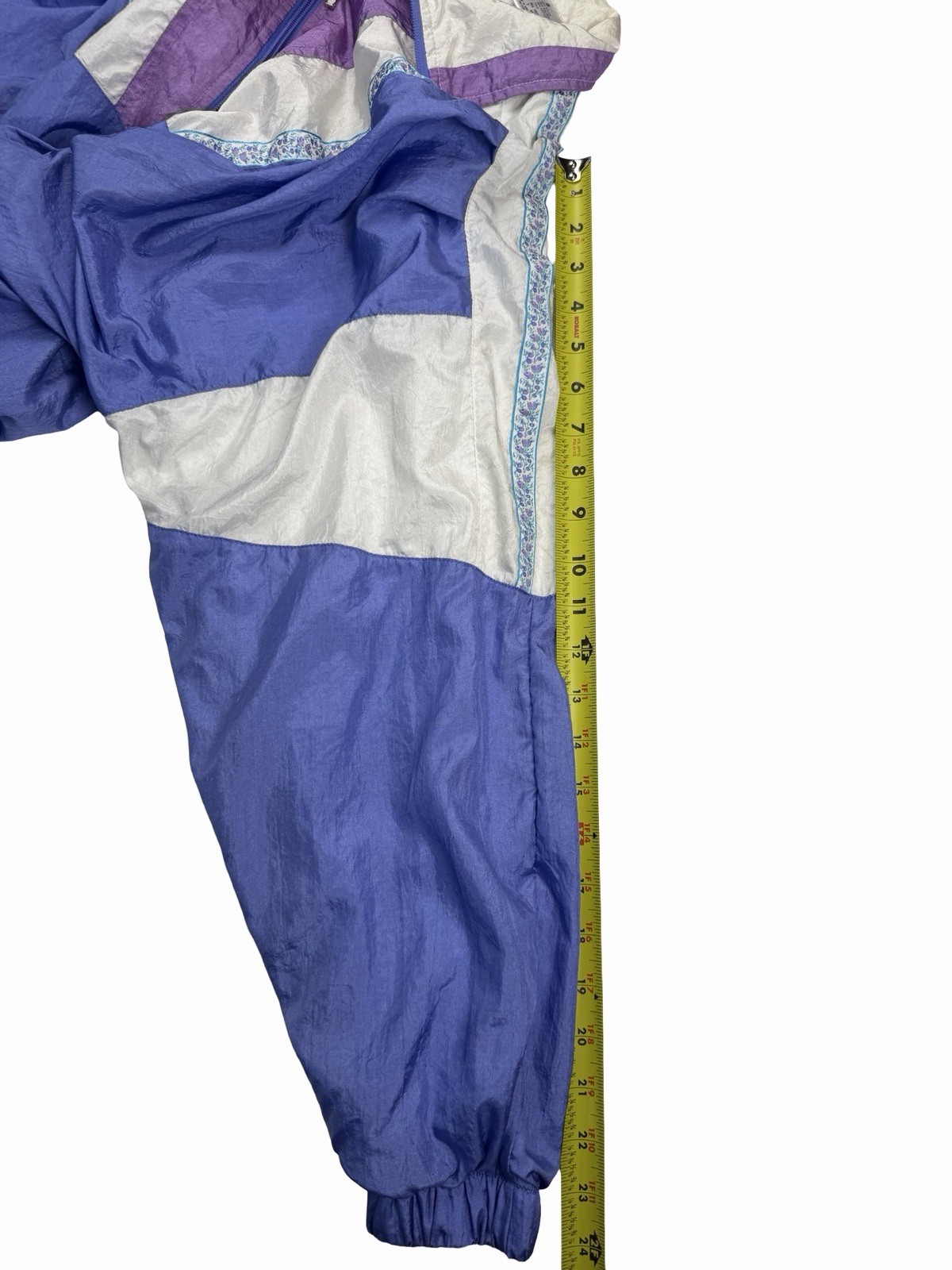 Vintage Bold Spirit Windbreaker Jacket Sz S Purple Blue Floral Colorblock 90s