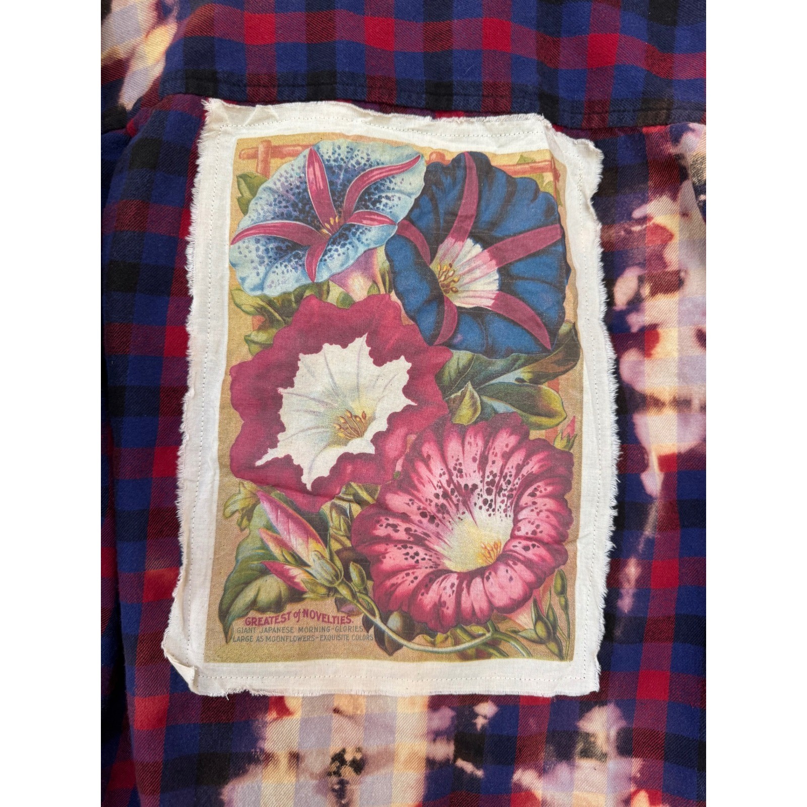 Floral Folk Art Flannel Shirt| Upcycled Oversized XL Flannel | Wearable Art