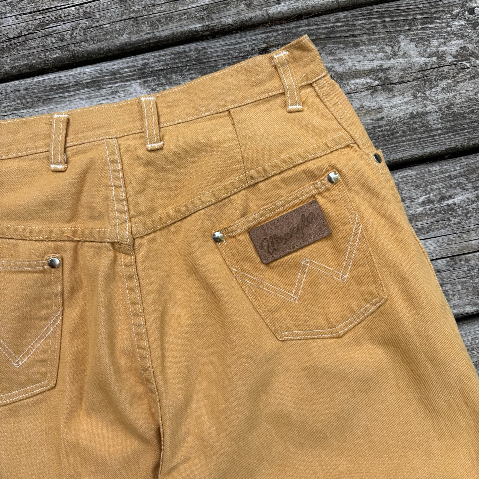 Vintage Misses Wrangler Sanforized Denim Jeans 60s 70s Mustard Yellow Workwear