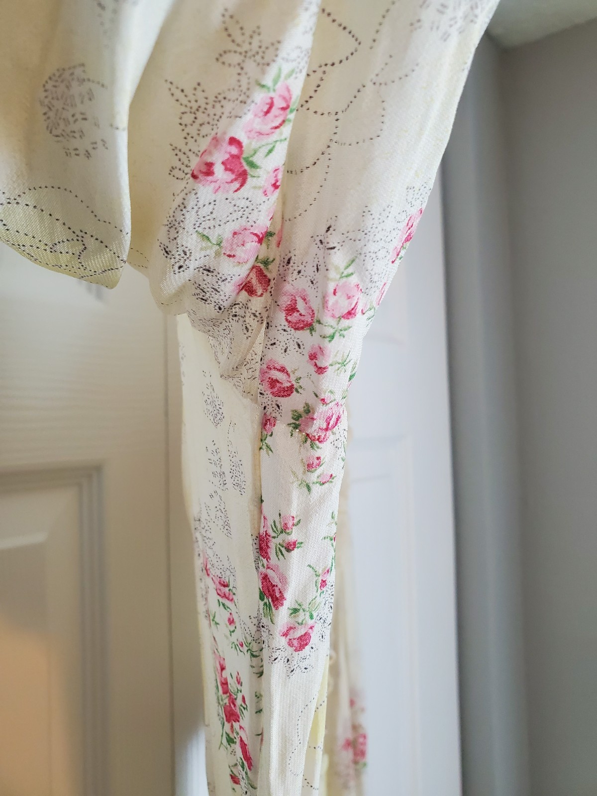 Vintage Trousseaux by Terris Floral Chiffon Gown & Robe Set Lace Empire Waist