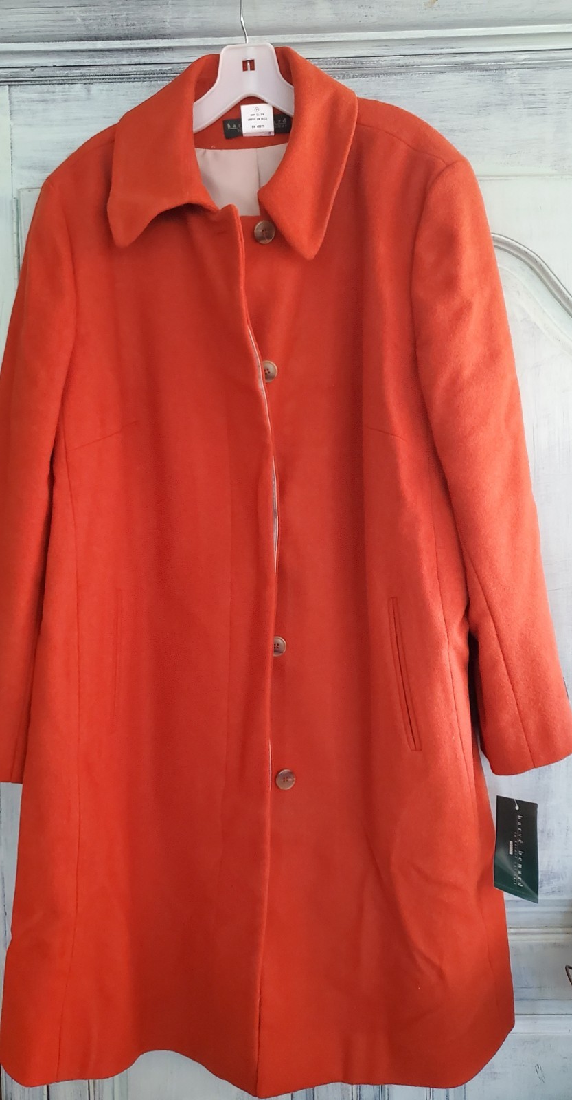 VTG Harve Bernard Holtzman Wool Coat New /Tags Orange Classic Cut size 18 W