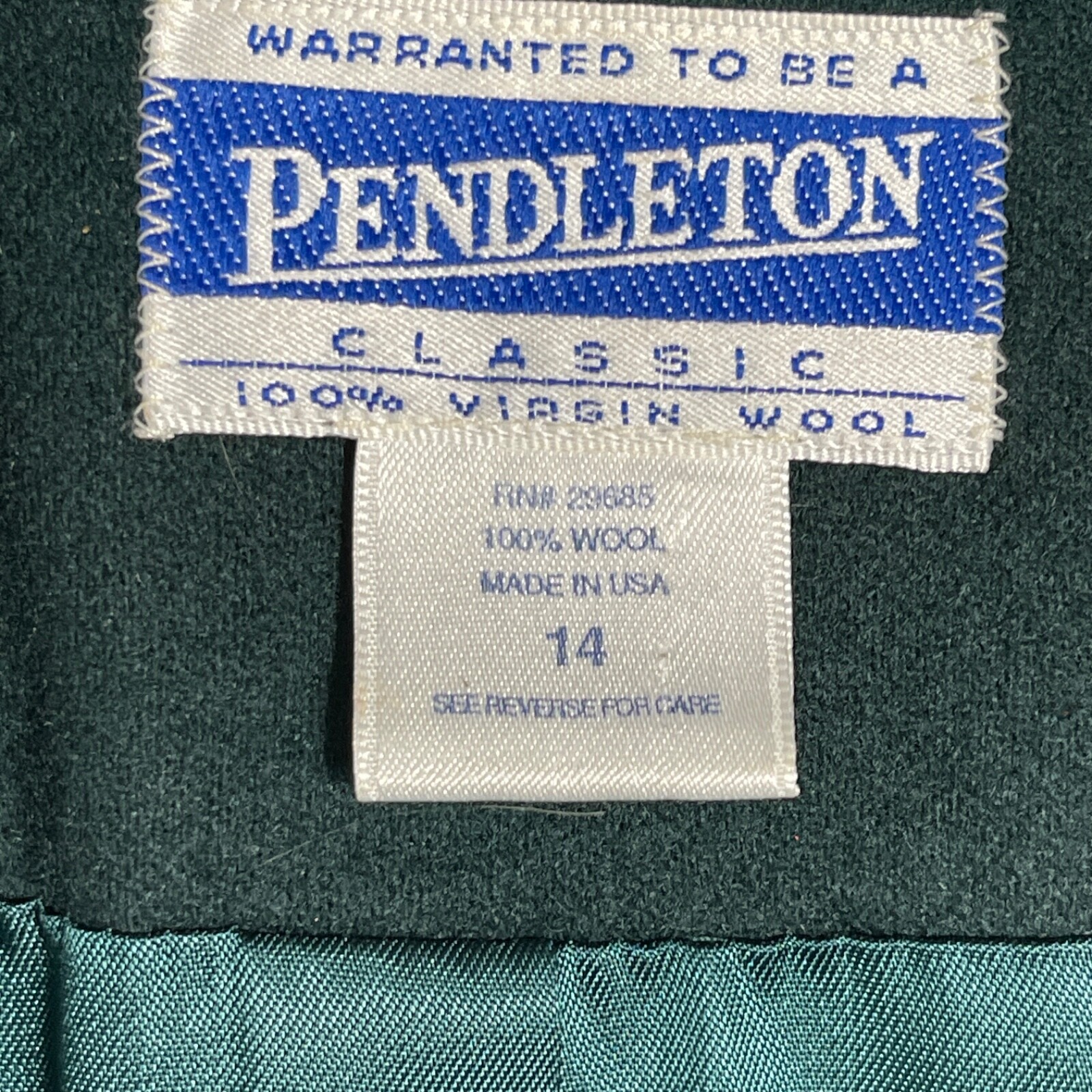 Vintage Pendleton CLASSIC Virgin Wool Womens Blazer 14 Green Lined USA