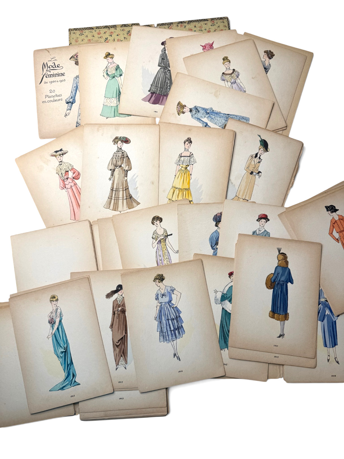 80 French Fashion Plates La Mode Féminine de 1900-1905 Pochoir Hand-Colored