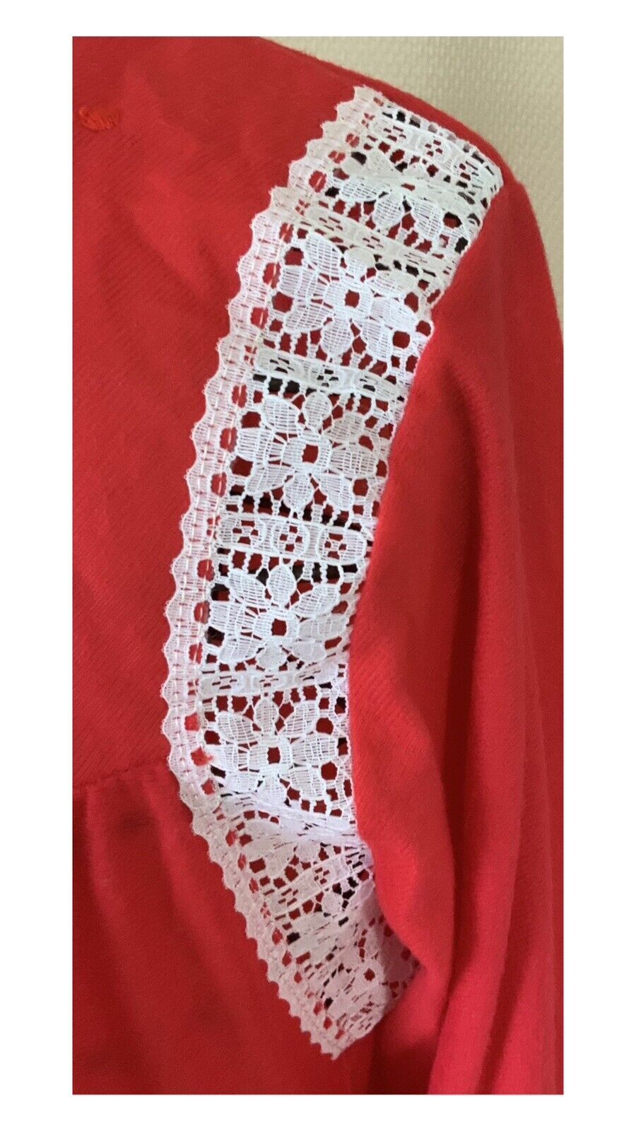 Vtg Glencraft Red Nightgown Embroidered Floral Detail—Union Made – SZ MED – NWT