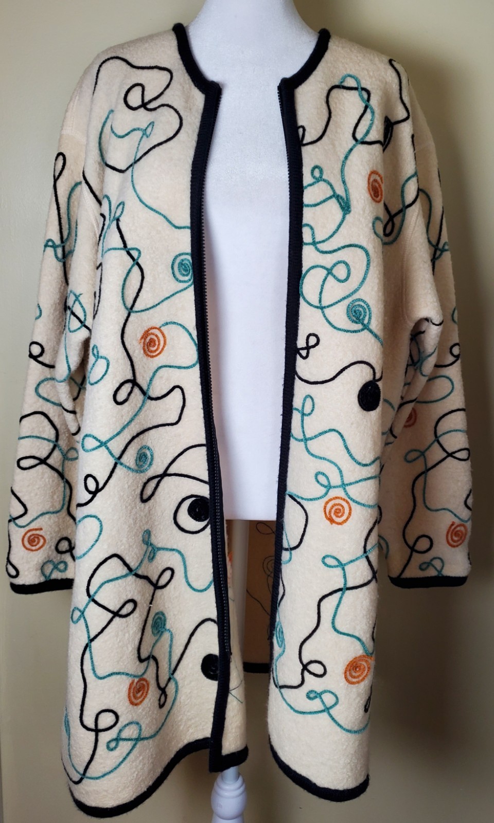 Vintage Wool Jacket Coat Phoebe Buffay Retro Glam Hippie Boho Festival Twee Art