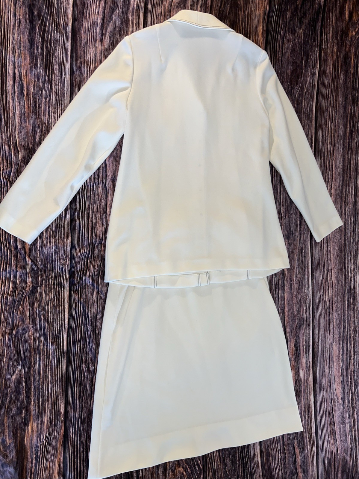 Vintage Custom Tailored By Nardis Of Dallas Blazer Jacket & Skirt Set Cream