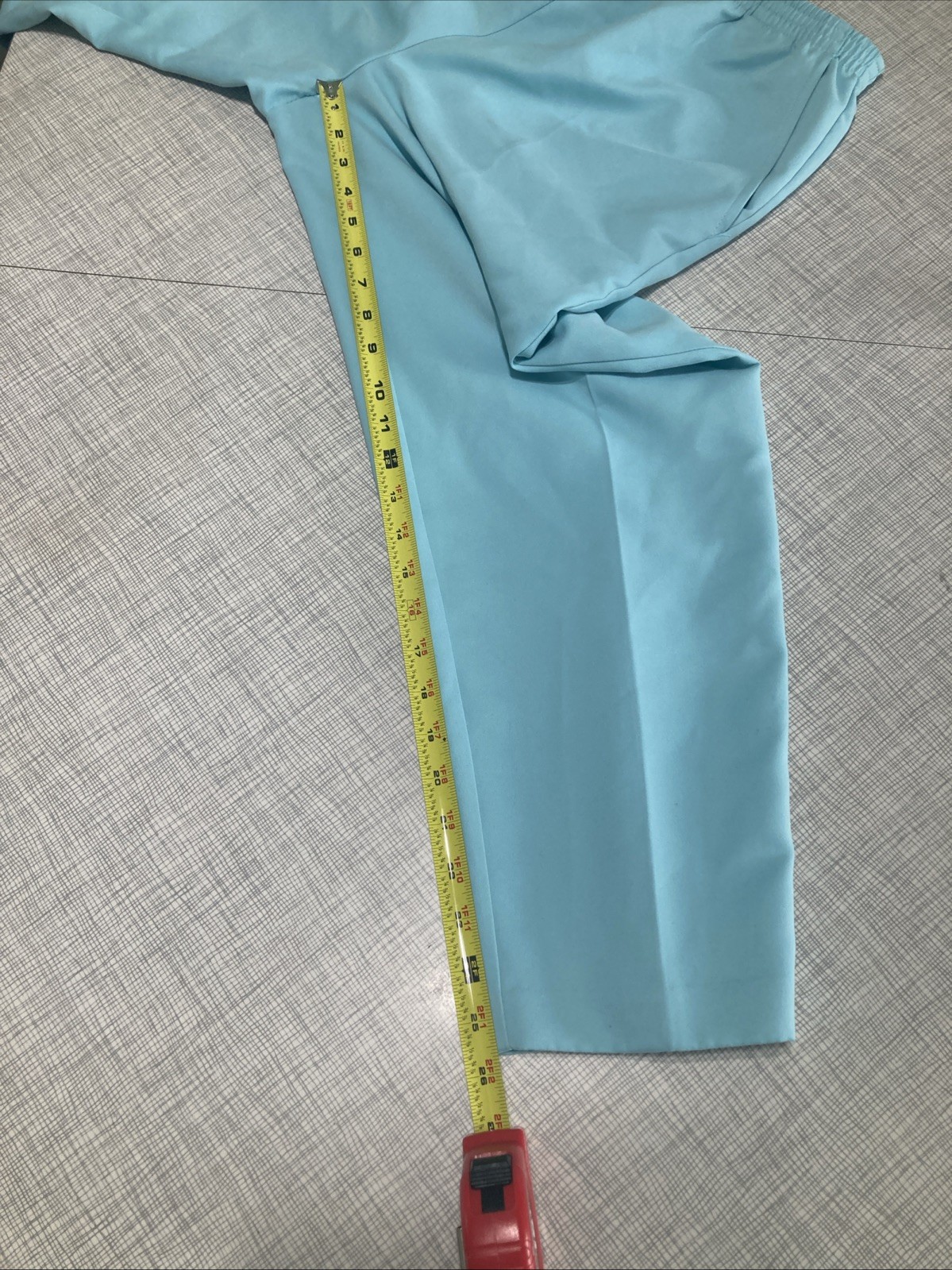 Vtg 90s Koret Petites Pants 12P Mint Green Elastic Waist Peachskin Polyester
