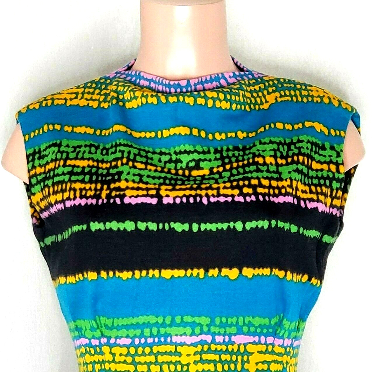 Pauline Trigere Neiman Marcus Vintage 10 or 12 Multicolor Wool Sleeveless Dress