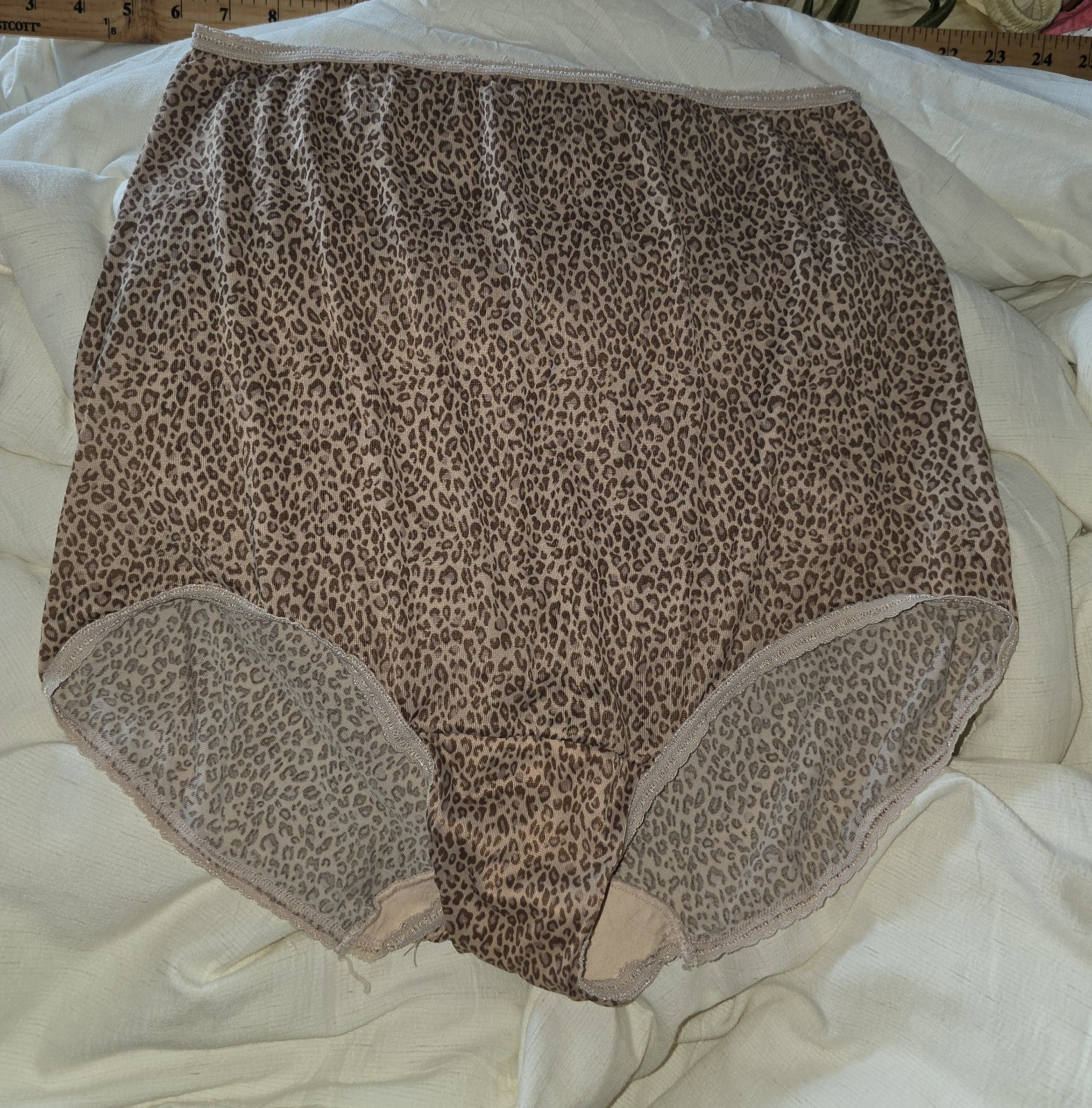 Vintage BALI Animal Print Nylon GRANNY Panties Sissy Secretary Size XL/8 #2633