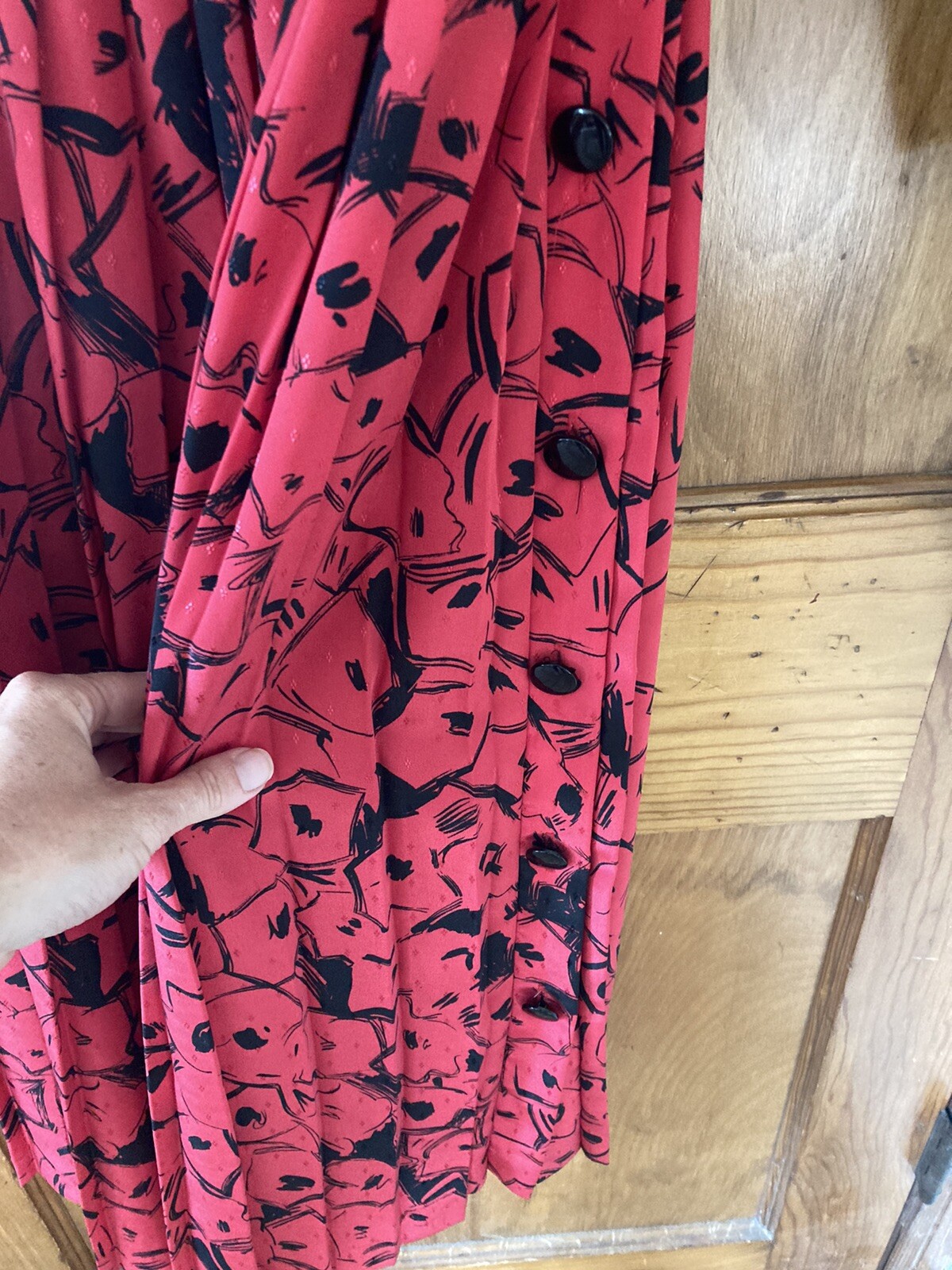 Vintage 80s Red/Black Geometric Dress Size 12 Alexis Fashions